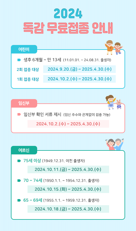 2024 독감 무료접종 안내